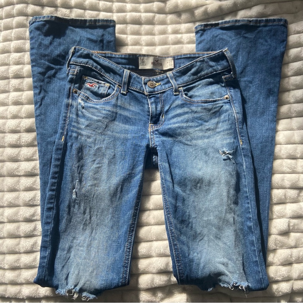 y2k vintage hollister low rise distressed bootcut jeans